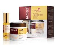 Set Masque Capillaire au Collagène et Huile Essence de Maca - Réparation Intensive Cheveux Secs Abîmés - 500ml + 50ml