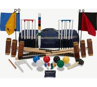 Set Master Croquet - Jeu de jardin anglais - 6 personnes, set ultime - buts de 16 mm d'épaisseur - 455 grammes - boules en plastique, absolument top. avec Croquet Bag Class et Great