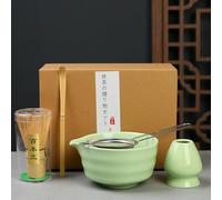 Set Matcha 5 Pièces avec Fouet Bambou, Bol Matcha 510 ml et Accessoires | Kit Matcha Complet avec Cuillère, Tamis et Support Fouet pour Cérémonie du Thé Japonais Authentique