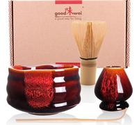 Set matcha “Akai” 80 avec bol à thé, fouet à matcha et porte-fouet