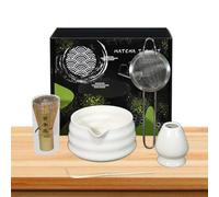 Set Matcha en céramique - Set cuillère avec fouet Matcha, set Matcha authentique de 5 pièces | Ensemble de matcha robuste pour les amateurs de matcha, débutants, maison, , cuisine, salle à manger