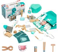Set médical Little Doctor dentiste Set de premiers secours en bois Tablier 20 pièces