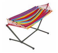 JOBEK-Set support et hamac MetaliK coloris multicolore Fortaleza en métal et polypropylène Jobek Hamacs - 300 x 140 x 95 cm