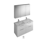 Set Meuble Salle De Bain Burgbad Eqio Smart Double Lavabo, Meuble 2 tiroirs, Armoire de Toilette 3 portes 1230mm Personnalisable SFAQ123-PN258