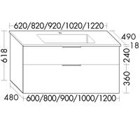 Set Meuble Salle De Bain Burgbad Eqio Smart Lavabo 1 trou, Meuble 2 tiroirs 1220x618mm Personnalisable Laqué SHCB122-PN648