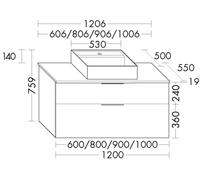 Set Meuble Salle De Bain Burgbad Eqio Smart Lavabo 1 trou, Meuble 2 tiroirs 806x759mm Personnalisable SGUP080-PN258