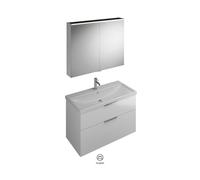 Set Meuble Salle De Bain Burgbad Eqio Smart Lavabo 1 trou, Meuble 2 tiroirs, Armoire de Toilette 2 portes 1030mm Personnalisable SFAN103-PN258