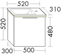 Set Meuble Salle De Bain Burgbad Eqio Smart Lave-mains, Meuble 1 tiroir 520x520mm Personnalisable Laqué SHCH052-PN648