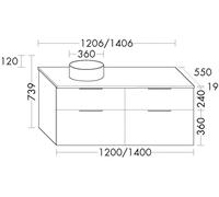 Set Meuble Salle De Bain Burgbad Eqio Smart Vasque droite/gauche, Meuble 4 tiroirs 1406x739mm Personnalisable SGUW140-PN258