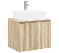 Set Meuble Salle de Bain Dub Sonoma en Bois d'Ingénierie avec Vasque | Fixation murale gain de place, rangement spacieux, finition sonoma moderne, résistant à l'humidité, prêt à installer