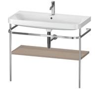 Set Meuble Salle De Bain Duravit Happy D.2 Plus Lavabo 1 trou, Console métallique 1 tablette 975mm Lin Mat HP4838O7575