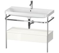 Set Meuble Salle De Bain Duravit Happy D.2 Plus Lavabo 1 trou, Console métallique 1 tiroir 975mm Blanc brillant HP4843O2222