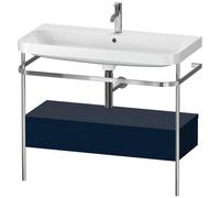 Set Meuble Salle De Bain Duravit Happy D.2 Plus Lavabo 1 trou, Console métallique 1 tiroir 975mm Bleu Nuit Satiné HP4843O9898