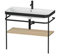 Set Meuble Salle De Bain Duravit Happy D.2 Plus Lavabo 1 trou, Console métallique c-bonded, 1 tablette 975mm Chêne Méditerranéen HP4738O7171