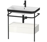 Set Meuble Salle De Bain Duravit Happy D.2 Plus Lavabo 1 trou, Console métallique c-bonded, 1 tiroir 775mm Blanc brillant HP4742O2222