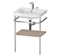 Set Meuble Salle De Bain Duravit Happy D.2 Plus Lavabo 2 trous, Console métallique 1 tablette 575mm Lin Mat HP4835E7575