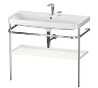 Set Meuble Salle De Bain Duravit Happy D.2 Plus Lavabo 2 trous, Console métallique 1 tablette 975mm Blanc brillant HP4838E2222