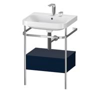 Set Meuble Salle De Bain Duravit Happy D.2 Plus Lavabo 2 trous, Console métallique 1 tiroir 575mm Bleu Nuit Satiné HP4840E9898