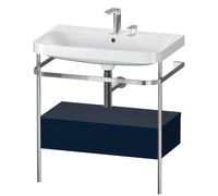 Set Meuble Salle De Bain Duravit Happy D.2 Plus Lavabo 2 trous, Console métallique 1 tiroir 775mm Bleu Nuit Satiné HP4842E9898