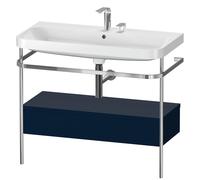 Set Meuble Salle De Bain Duravit Happy D.2 Plus Lavabo 2 trous, Console métallique 1 tiroir 975mm Bleu Nuit Satiné HP4843E9898