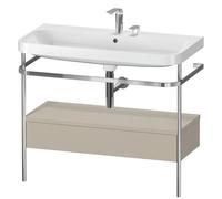 Set Meuble Salle De Bain Duravit Happy D.2 Plus Lavabo 2 trous, Console métallique 1 tiroir 975mm Taupe satiné HP4843E6060
