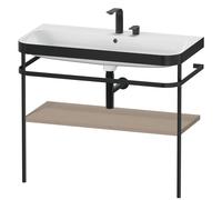 Set Meuble Salle De Bain Duravit Happy D.2 Plus Lavabo 2 trous, Console métallique c-bonded, 1 tablette 975mm Lin Mat HP4738E7575