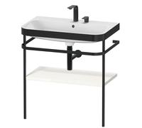 Set Meuble Salle De Bain Duravit Happy D.2 Plus Lavabo 2 trous, Console métallique c-bonded, 1 tablette 775mm Blanc brillant HP4737E2222