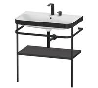 Set Meuble Salle De Bain Duravit Happy D.2 Plus Lavabo 2 trous, Console métallique c-bonded, 1 tablette 775mm Graphite Super Mat HP4737E8080