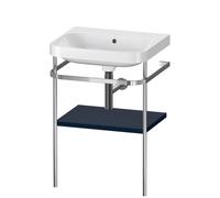 Set Meuble Salle De Bain Duravit Happy D.2 Plus Lavabo, Console métallique 1 tablette 575mm Bleu Nuit Satiné HP4835N9898