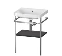 Set Meuble Salle De Bain Duravit Happy D.2 Plus Lavabo, Console métallique 1 tablette 575mm Graphite Super Mat HP4835N8080