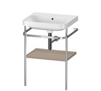 Set Meuble Salle De Bain Duravit Happy D.2 Plus Lavabo, Console métallique 1 tablette 575mm Lin Mat HP4835N7575