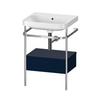 Set Meuble Salle De Bain Duravit Happy D.2 Plus Lavabo, Console métallique 1 tiroir 575mm Bleu Nuit Satiné HP4840N9898