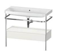 Set Meuble Salle De Bain Duravit Happy D.2 Plus Lavabo, Console métallique 1 tiroir 975mm Blanc Nordic satiné HP4843N3939