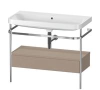 Set Meuble Salle De Bain Duravit Happy D.2 Plus Lavabo, Console métallique 1 tiroir 975mm Lin Mat HP4843N7575