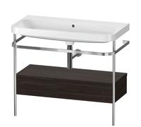 Set Meuble Salle De Bain Duravit Happy D.2 Plus Lavabo, Console métallique 1 tiroir 975mm Noyer brossé HP4843N6969