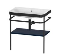Set Meuble Salle De Bain Duravit Happy D.2 Plus Lavabo, Console métallique c-bonded, 1 tablette 775mm Bleu Nuit Satiné HP4737N9898