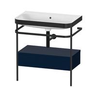 Set Meuble Salle De Bain Duravit Happy D.2 Plus Lavabo, Console métallique c-bonded, 1 tiroir 775mm Bleu Nuit Satiné HP4742N9898