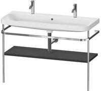 Set Meuble Salle De Bain Duravit Happy D.2 Plus Lavabo double, Console métallique 1 tablette 1175mm Graphite Super Mat HP4849O80800000