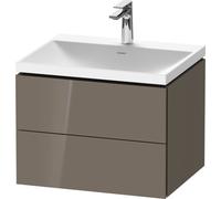 Set Meuble Salle De Bain Duravit Lavabo 1 trou, 2 tiroirs 600mm Gris Flanelle Brillant LC6950O89890000