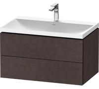 Set Meuble Salle De Bain Duravit Lavabo 1 trou, 2 tiroirs 800mm Chêne Foncé brossé LC6951O72720000