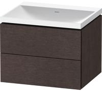 Set Meuble Salle De Bain Duravit Lavabo, 2 tiroirs 600mm Chêne Foncé brossé LC6950N72720000