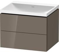 Set Meuble Salle De Bain Duravit Lavabo, 2 tiroirs 600mm Gris Flanelle Brillant LC6950N89890000