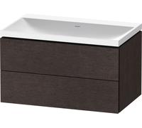 Set Meuble Salle De Bain Duravit Lavabo, 2 tiroirs 800mm Chêne Foncé brossé LC6951N72720000