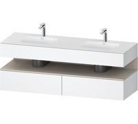 Set Meuble Salle De Bain Duravit Qatego 2 lavabos, 2 tiroirs, 1 niche 1600mm Taupe Super Mat/Blanc Mat QA4797083180000