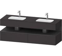 Set Meuble Salle De Bain Duravit Qatego 2 lavabos, 2 tiroirs, 1 niche éclairée 1600mm Graphite Mat/Graphite Super Mat QA4797049800010