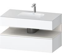 Set Meuble Salle De Bain Duravit Qatego Lavabo 1 trou, 1 tiroir, 1 niche 1000mm Blanc Super Mat/Blanc Mat QA4786084180000