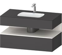 Set Meuble Salle De Bain Duravit Qatego Lavabo 1 trou, 1 tiroir, 1 niche 1000mm Blanc Super Mat/Graphite Mat QA4786084490000