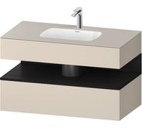 Set Meuble Salle De Bain Duravit Qatego Lavabo 1 trou, 1 tiroir, 1 niche 1000mm Chêne Noir Mat/Taupe Super Mat QA4786016830000