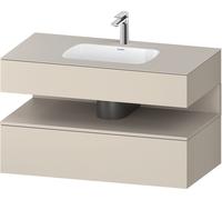 Set Meuble Salle De Bain Duravit Qatego Lavabo 1 trou, 1 tiroir, 1 niche 1000mm Taupe Mat/Taupe Super Mat QA4786091830000