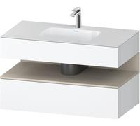 Set Meuble Salle De Bain Duravit Qatego Lavabo 1 trou, 1 tiroir, 1 niche 1000mm Taupe Super Mat/Blanc Mat QA4786083180000